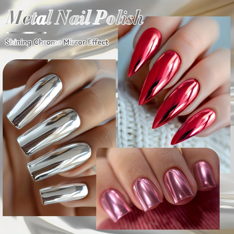 Women Metallic Nail Polish 7ml Bright Mirror Effect No Lamp Needed