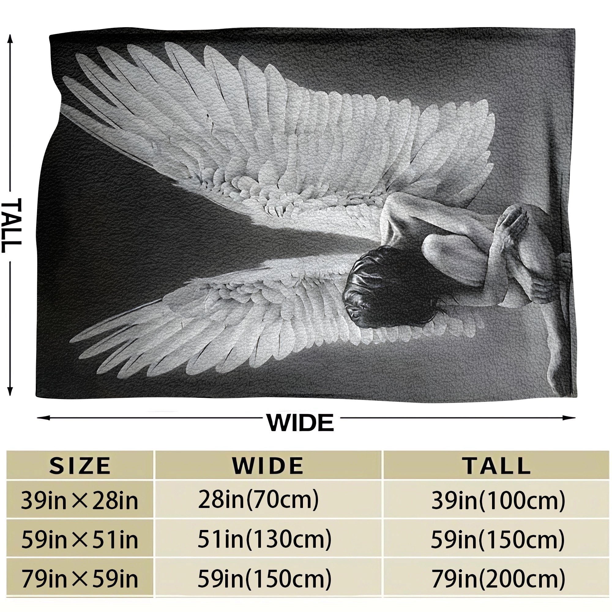 Fallen Angel Wings Print Flannel Throw Blanket Hypoallergenic Soft Warm All-Season
