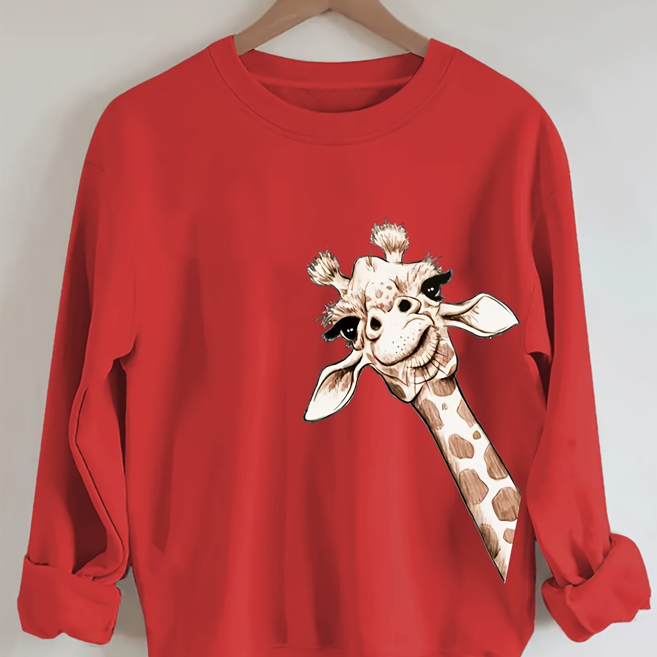 Women's Plus Size Giraffe Print Sweatshirt Casual Crew Neck Long Sleeve Pullover