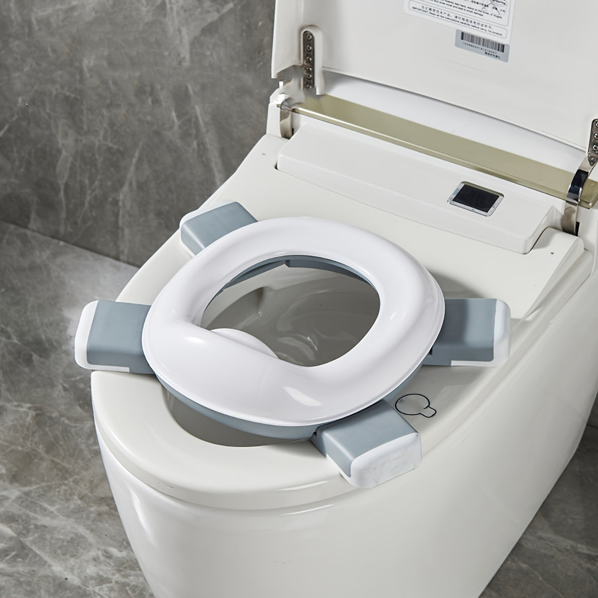 Bolalar uchun portativ, yigʻiladigan hojatxona qopqogʻi, mustahkam polipropilondan tayyorlangan, uy va tashqarida foydalanish uchun