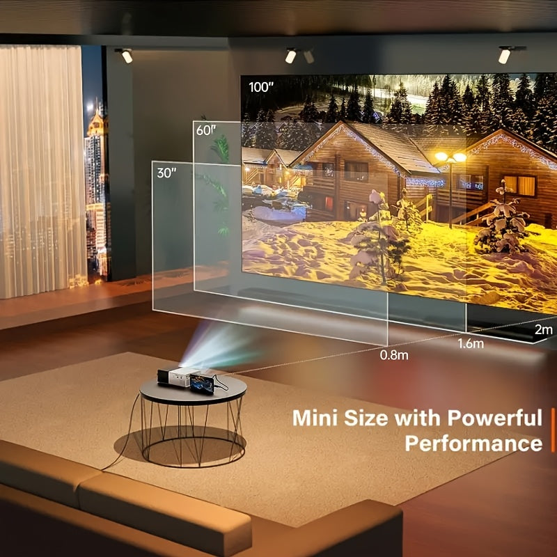 Proyector de video LED blanco y negro con control remoto y altavoz incorporado