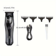 Professional Cordless Hair Clipper Titanium-Coated Blades 150Min Runtime USB-C Fast Charge IPX7 Salon-Grade Grooming Kit
