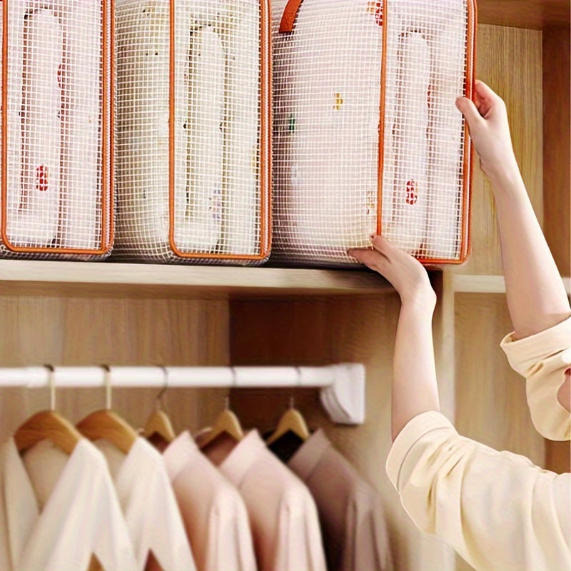 Bolsa de almacenamiento de malla de PVC impermeable para ropa y edredones, organizador de embalaje para mover debajo de la cama