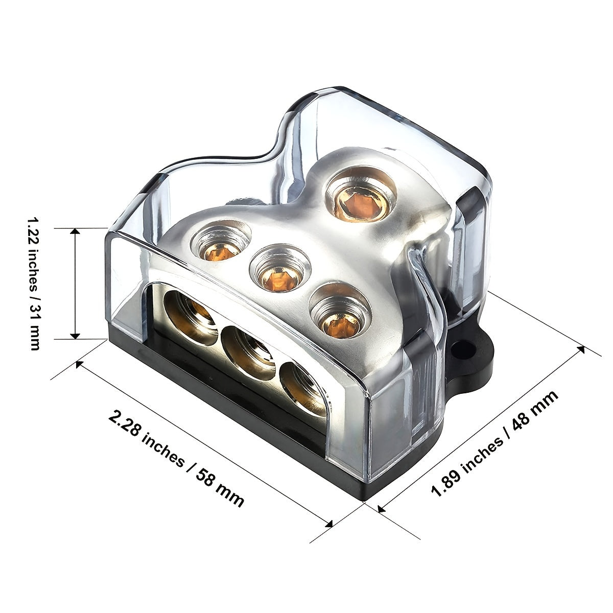 High-Conductivity Power Distribution Block 1/0 AWG to 3x4 AWG Nickel Heat-Resistant Aluminum