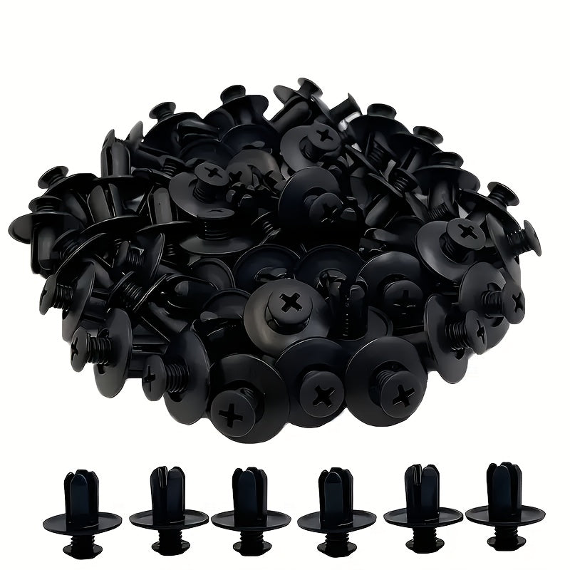 50pcs Black Plastic Rivet Fasteners for Car Door Trim 8mm Hole