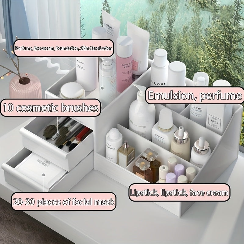 Yengil va elektr energiyasini talab qilmaydigan, makiyaj saqlash uchun tortmachali plastik kosmetik tashkilotchisi.