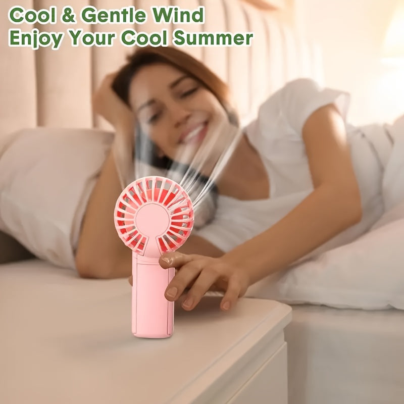 Mini Portable Fan in Macaron Colors, USB Handheld, Lightweight, Battery Operated