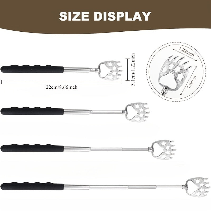 Telescopic Back Scratcher Set with Rubber Handles in Elegant Box for Men and Women