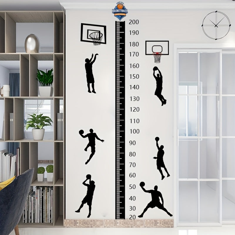 Height Measure Wall Decal Set with Animals Growth Chart Mural Self-Adhesive Sticker for Bedroom and Living Room