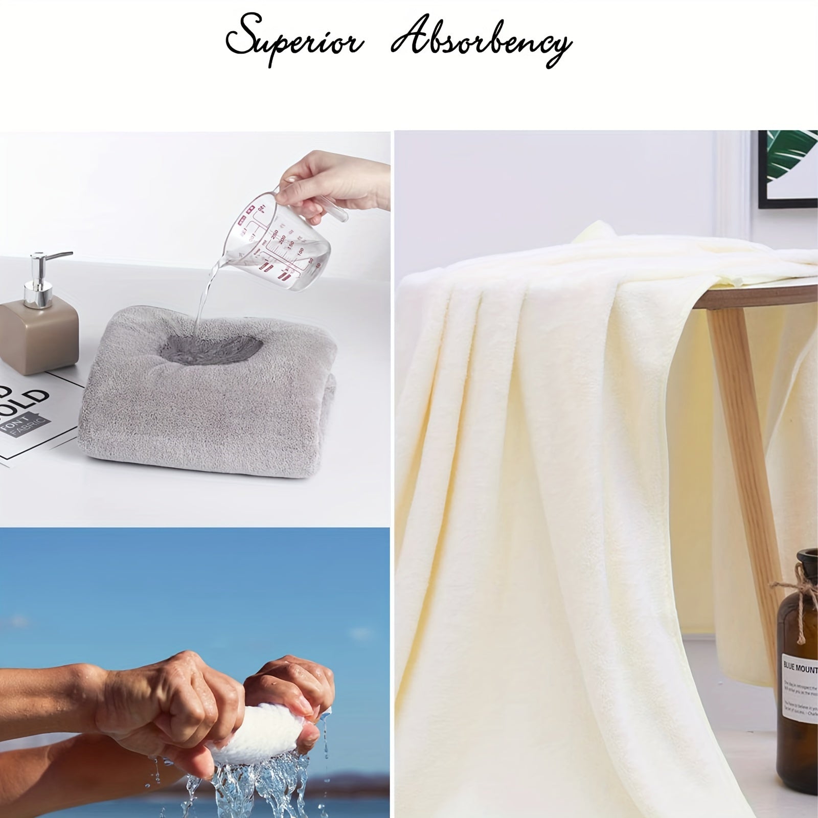 4-Piece Absorbent Cotton Bath Towel Set Solid Color for Bathroom Shower Travel and Yoga