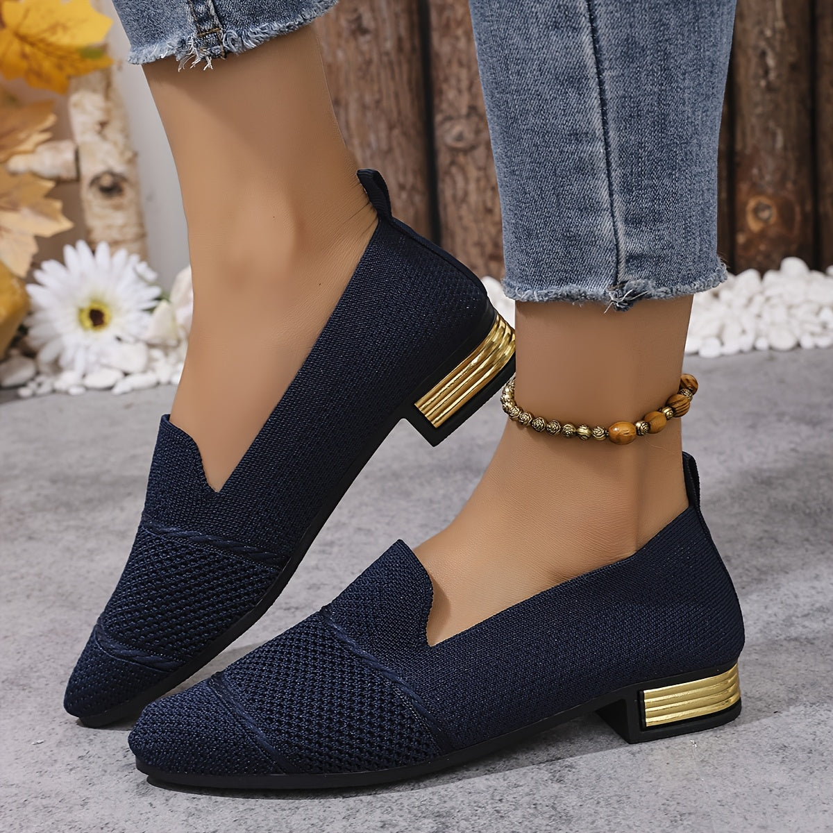 Women’s Slip-On Pointed Toe Loafers Breathable Fabric PVC Sole All-Season Comfort