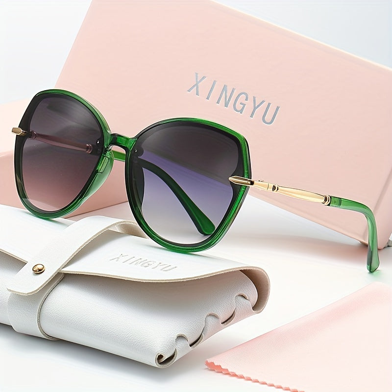 Oval Pilot Sunglasses for Women Gradient Lenses Semi-Rimless Driving Outdoor