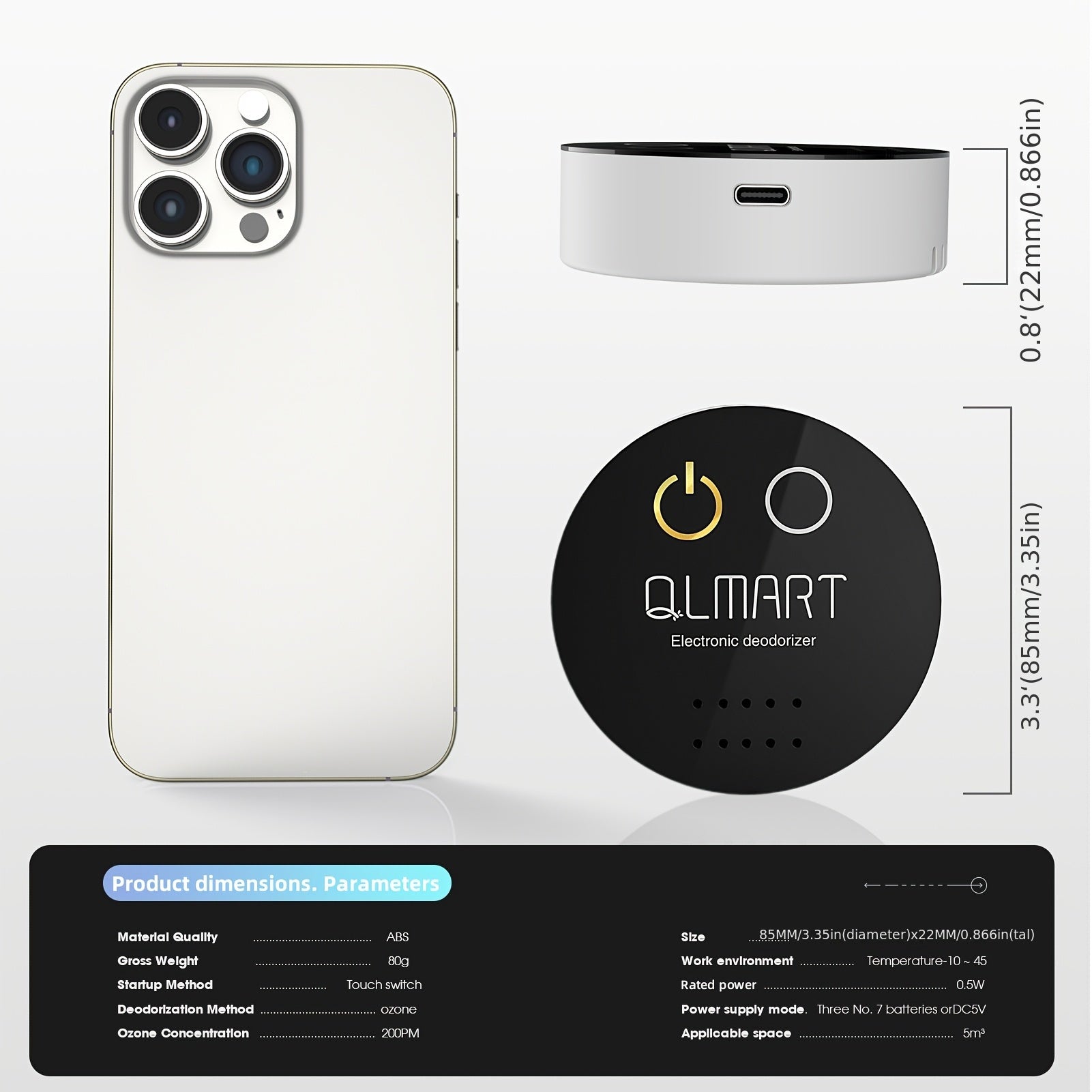 Small Portable Ozone Air Purifier for Home and Car Odor Removal