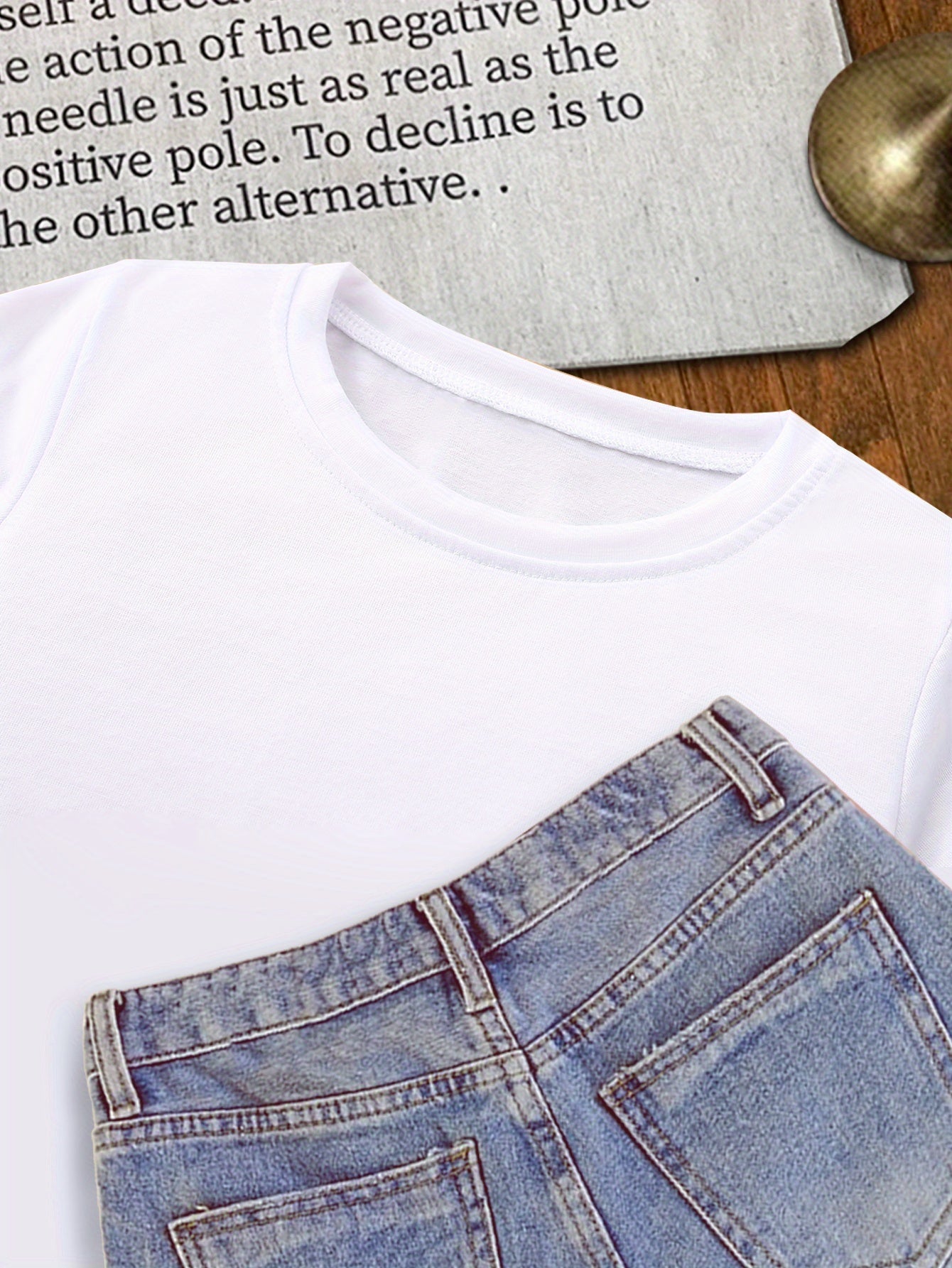 Girls' Summer Short-Sleeved T-Shirt for Girls Aged 7-14 Cotton Polyester Casual Knit Top