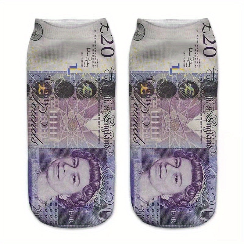 Men's Novelty Currency Pattern Socks Polyester Geometric Fun Gift