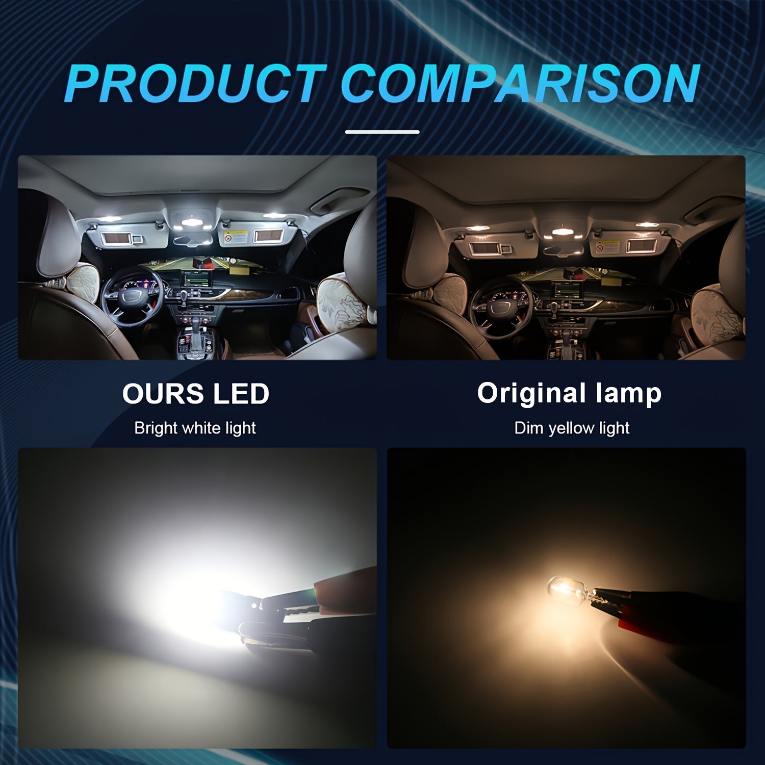 2 Pcs T10 W5W LED Headlight Bulbs for Car Interior Dome Map Door License Plate Black