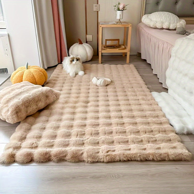 Pink Faux Fur Rug 60x120cm Non-Slip Plush Carpet for Living Room