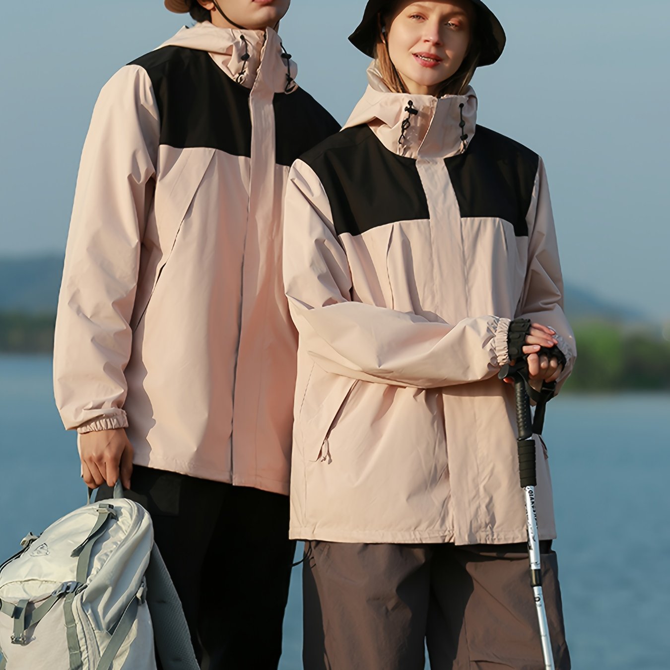 Ayollar uchun kuz qish shamol o'tkazmaydigan kapşonli tashqi kurtka, zipli cho'ntaklar bilan