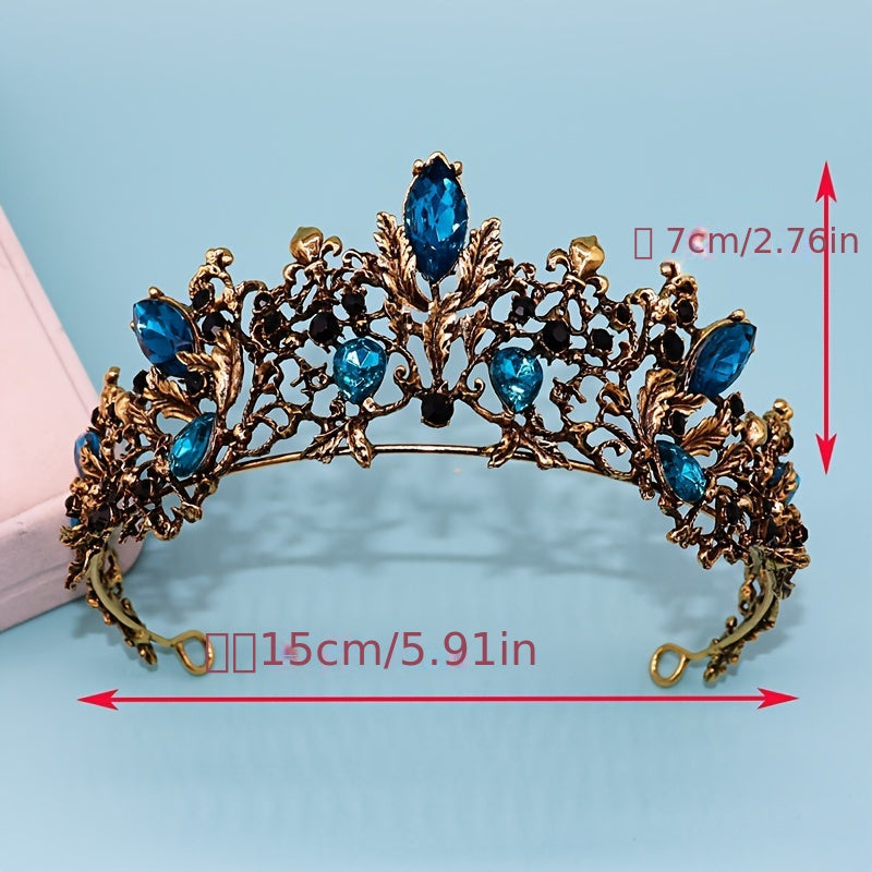Women's Vintage-Style Luxury Rhinestone Crown Headband for Weddings and Events