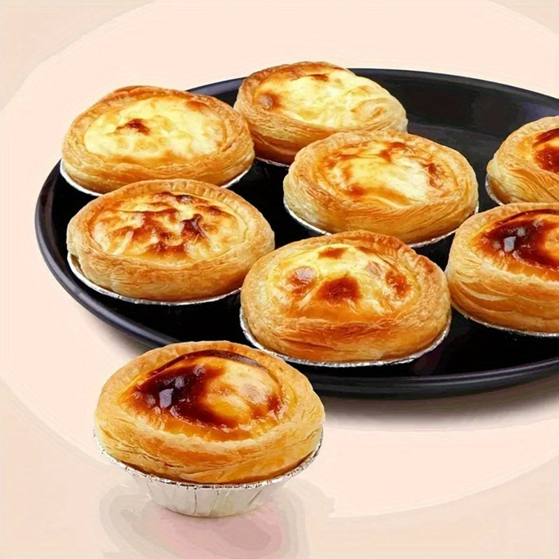 100/200 Pack Disposable Round Baking Foil Tins for Tarts and Pastries