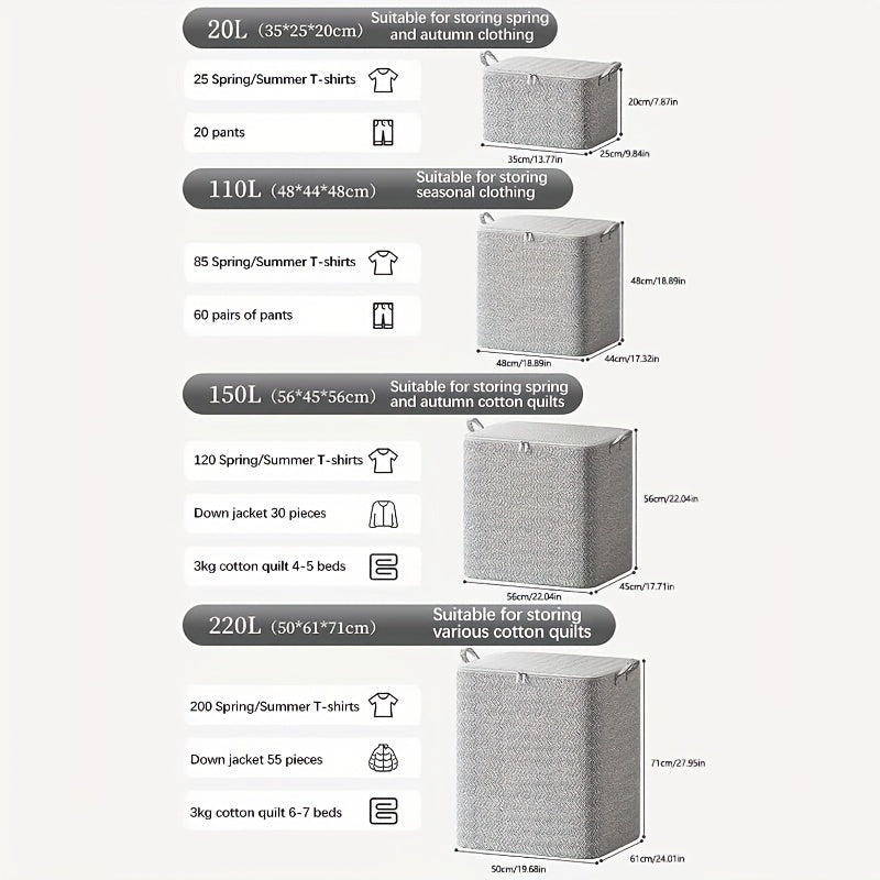 Polyethylene Under-Bed Storage Bins Set of 2 with Handles for Clothes and Quilts