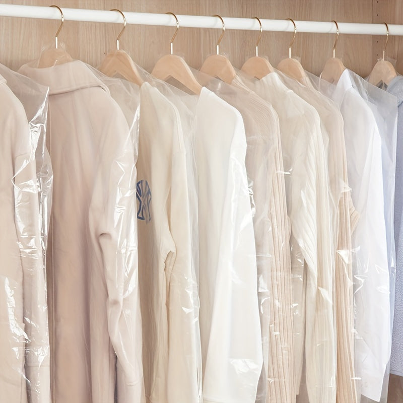 "Shaffof Kostyum Chang Bag'lari 10 ta: Ko'ylaklar, Kostyumlar, Kiyimlar, Palto uchun Plastik Osma Kiyim Saqlash Bag'lari - Yotoqxona, Kiyimlar, Garderob, Uy yoki Yotoqxona uchun Portativ va Changdan Himoyalovchi Kiyim Tashkiliy".