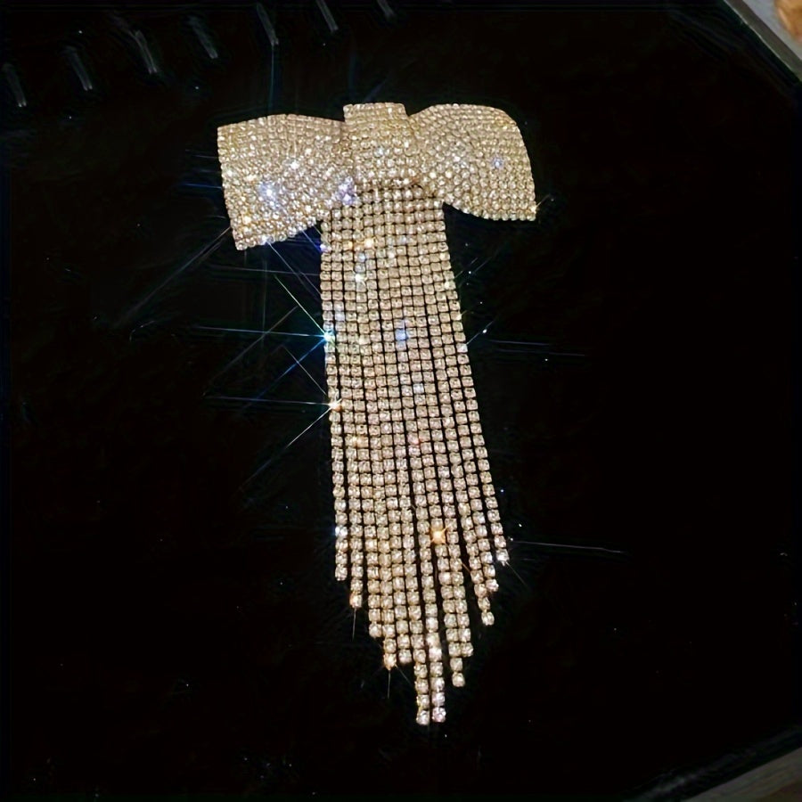 Chic Hair Accessory with Water Drill Tassels and Butterfly Bows for Elegant Hairstyles