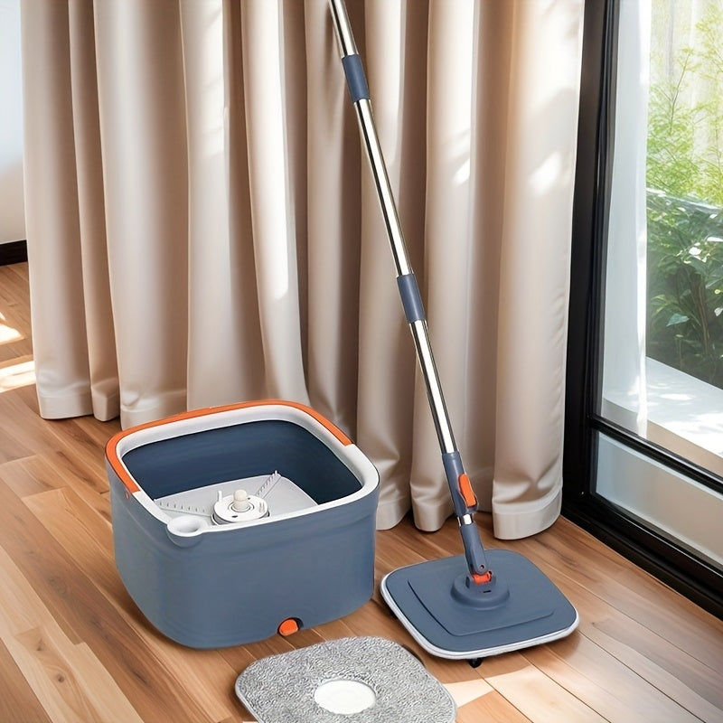 Spin Mop and Bucket Set with Dirt Chamber for Wet and Dry Cleaning
