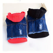Dog Jacket for Small Dogs Autumn Denim Hoodie Coat with Button Closure