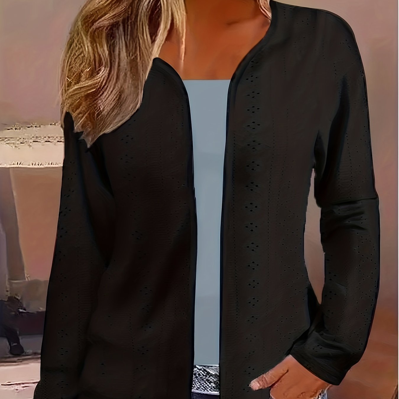Plus Size Textured Cardigan Women's Casual Jacket, Versatile and Stylish