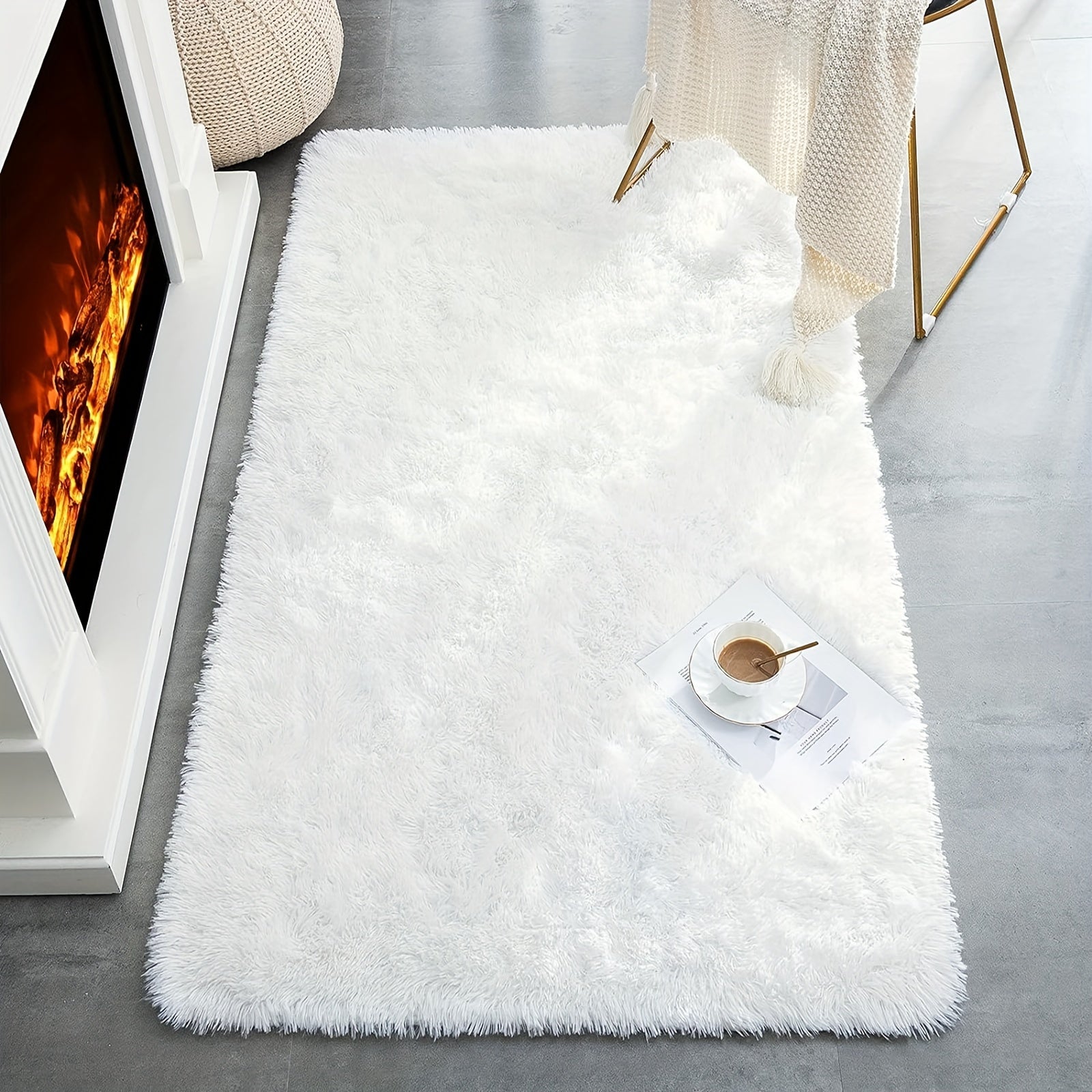 Thick Shag Area Rug Plush Fuzzy Carpet Non-Slip Soft Furry for Living Room Bedroom