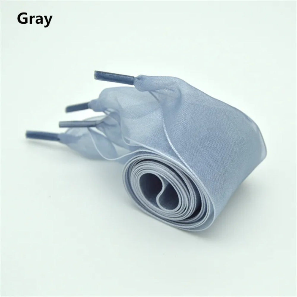 Unisex Transparent Chiffon Flat Shoelaces 2.5cm Widened Wide Bow