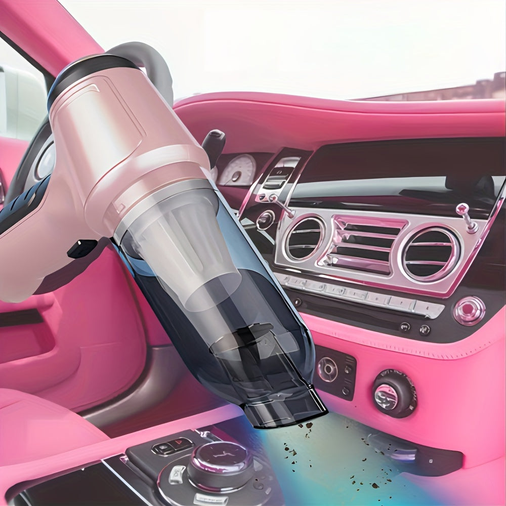 Aspiradora portátil para coche con succión de soplador, inflado, recargable por USB, compacta y ligera