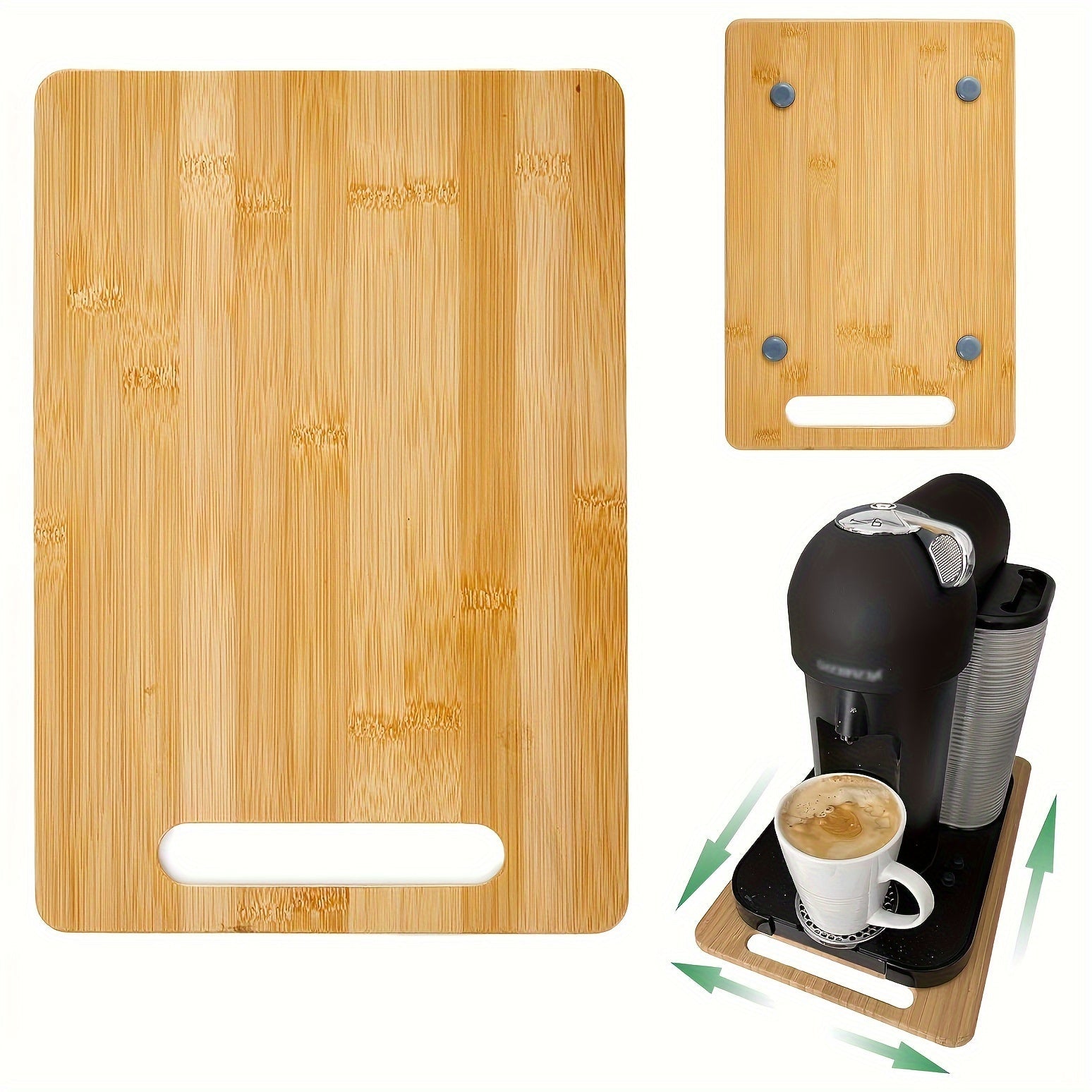 Wooden Kitchen Tray for Countertops with Bamboo Design for Coffee Makers and Toasters
