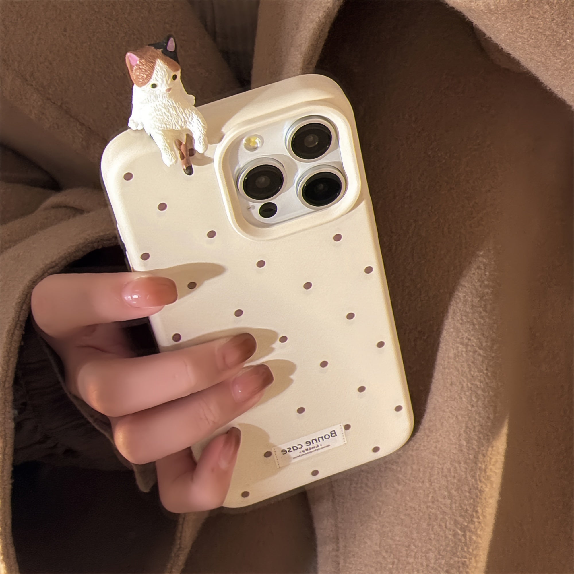 Handmade Soft Drop-Resistant 3D Lying Cat Phone Case for iPhone Models