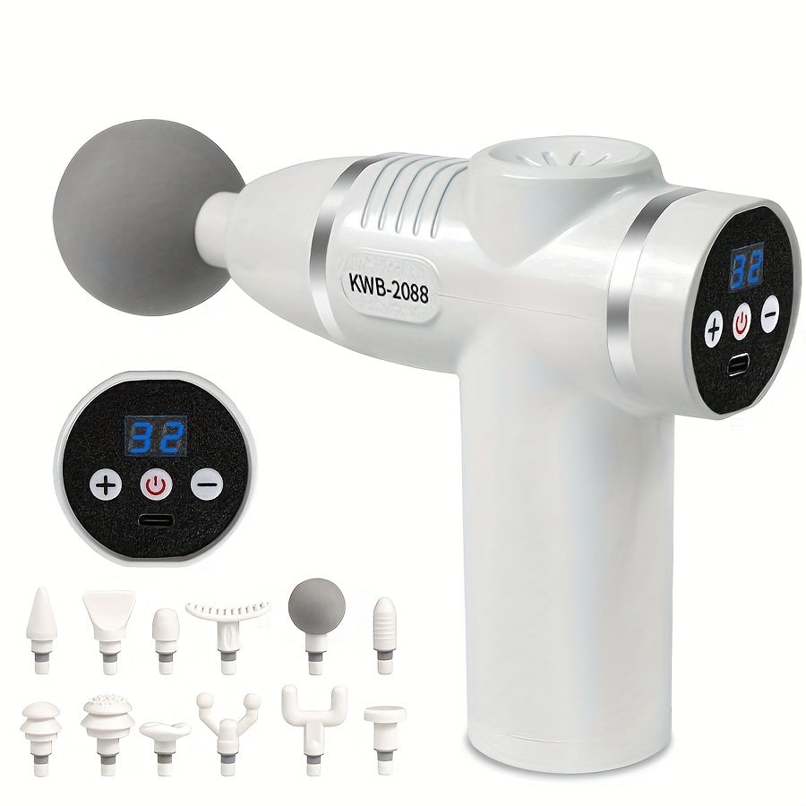 Portable Deep Tissue Massage Gun with 12 Attachments Rechargeable Lithium Battery