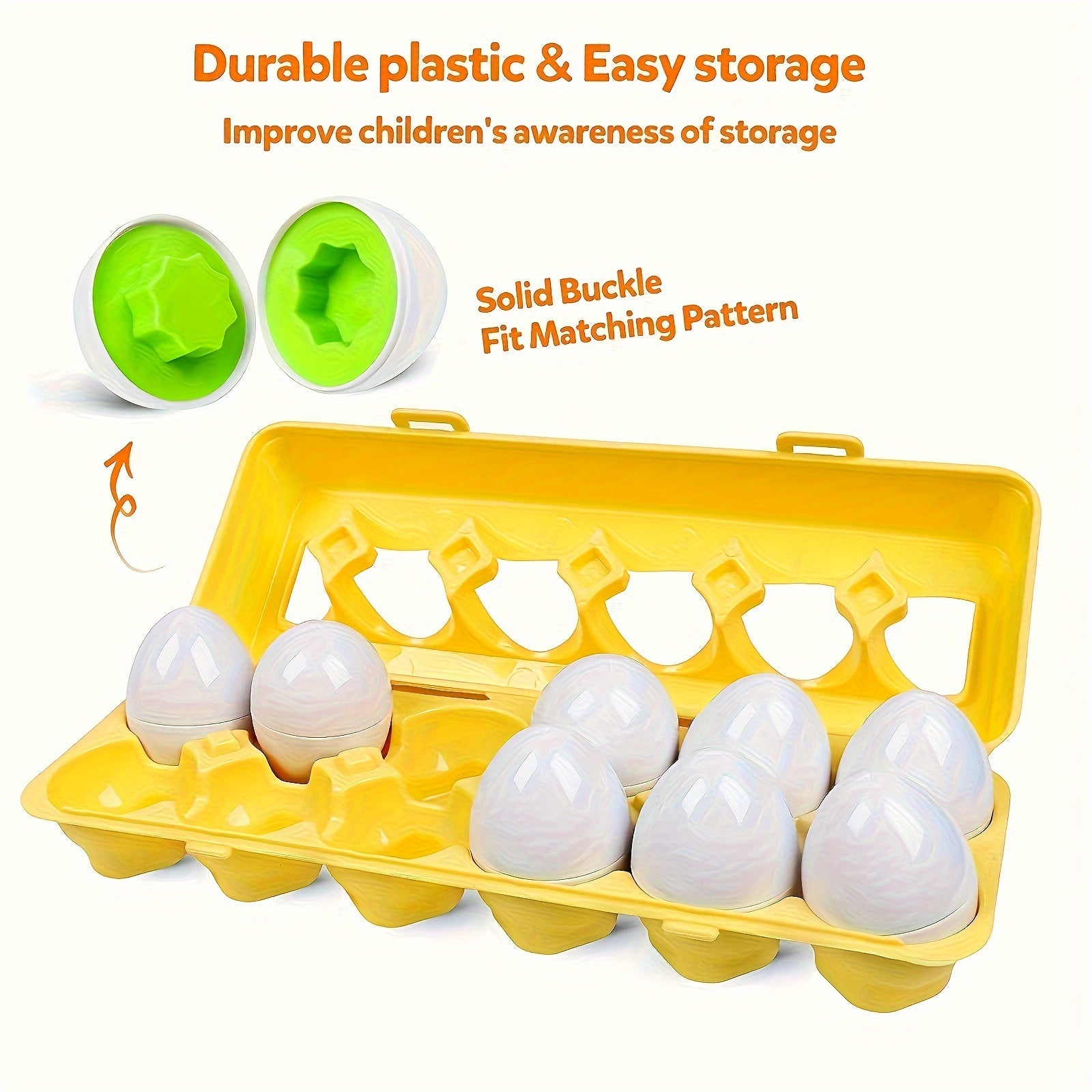 Colorful 12-Piece Egg Shape Matching Puzzle Toy for Preschoolers Educational Fine Motor Skills