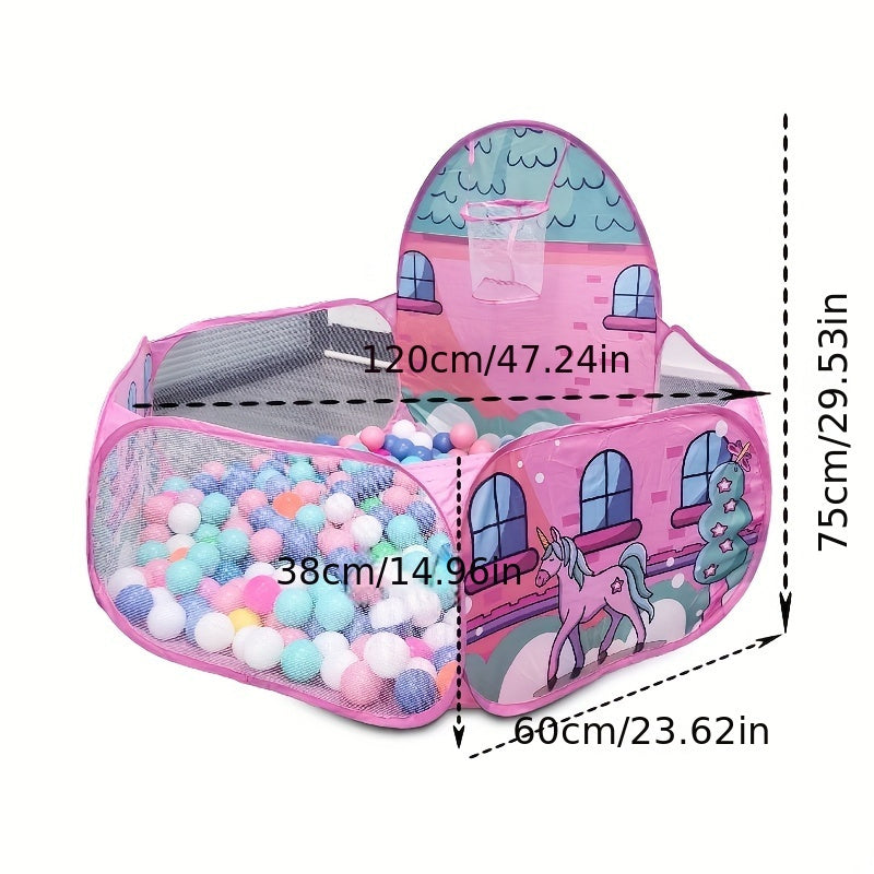 Pink Unicorn Ball Pit Tent for Kids Indoor Outdoor Play Foldable Toy Ball Pool