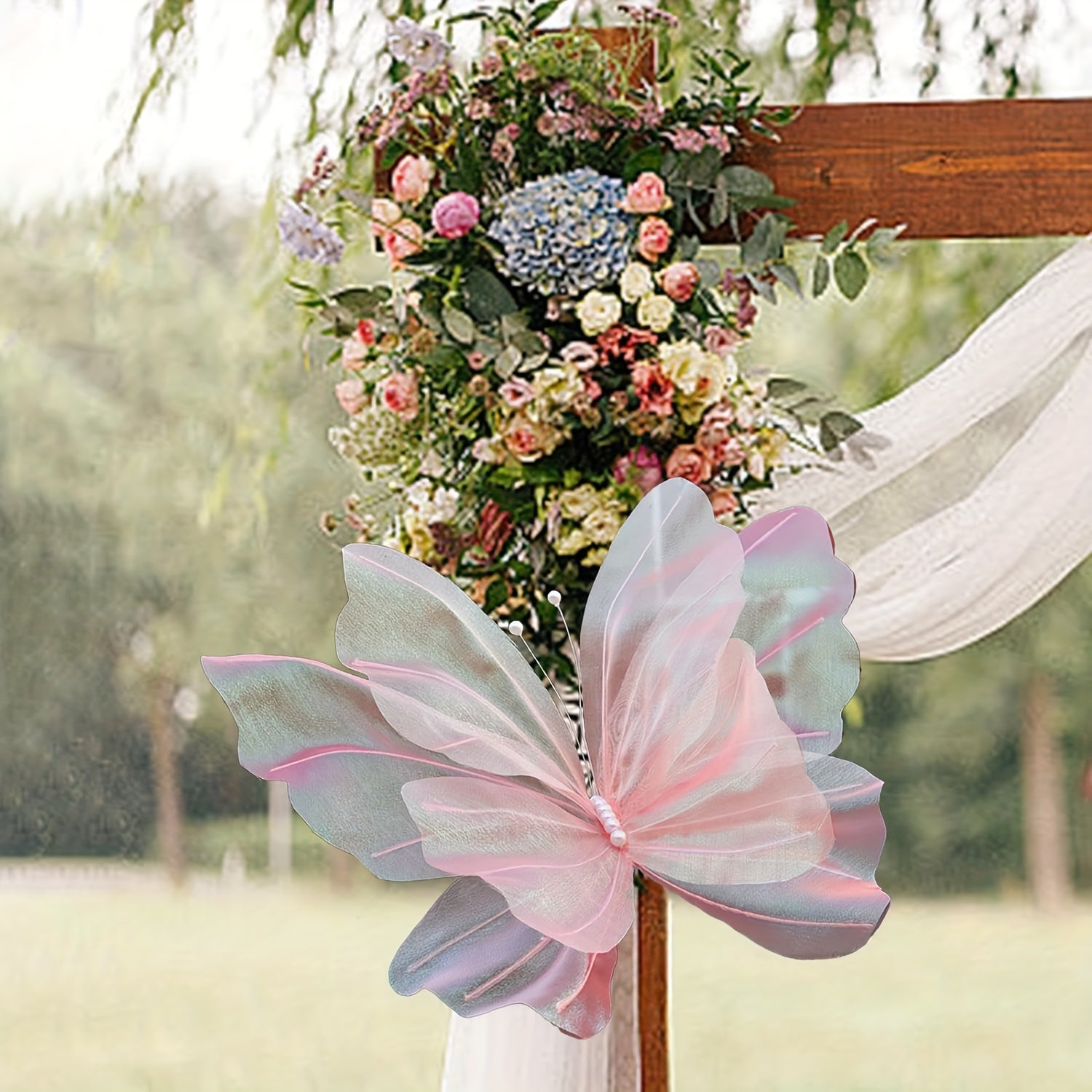 Large Silk Yarn Artificial Butterfly Wall Decor 50cm Freestanding Wedding Room Decoration