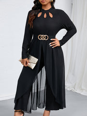 Mono de camiseta de talla grande para mujer, poliéster, punto, color sólido, otoño e invierno