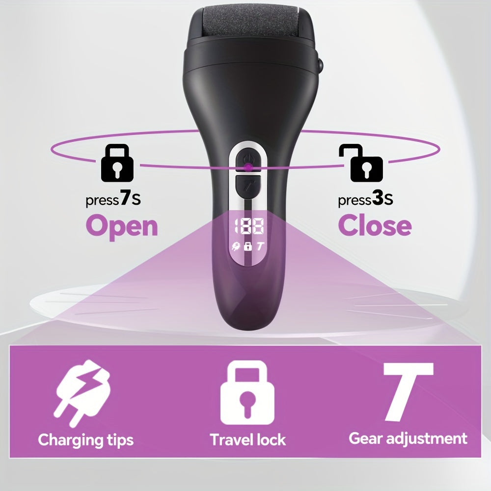 Electric Foot Grinder with LED Display, Rechargeable Callus Remover, Water-Resistant Lid