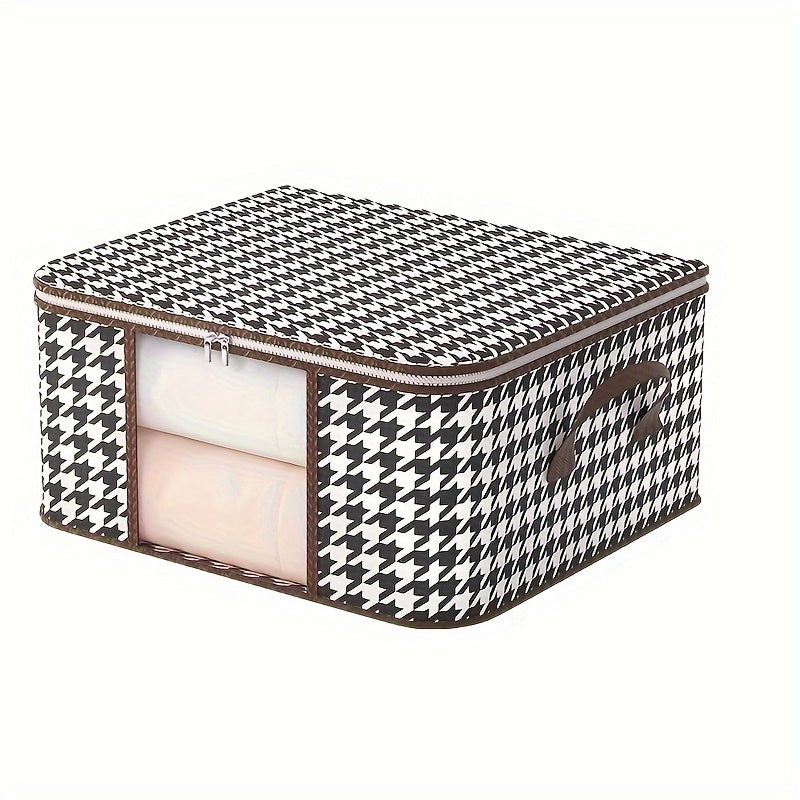 Large Capacity Waterproof Moisture-Proof Storage Bag with Houndstooth Pattern for Clothing and Quilts