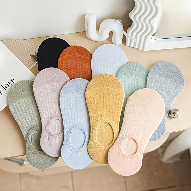 10 Pairs of Crew Socks for Men Women Solid Color Knit Fabric Invisible Socks