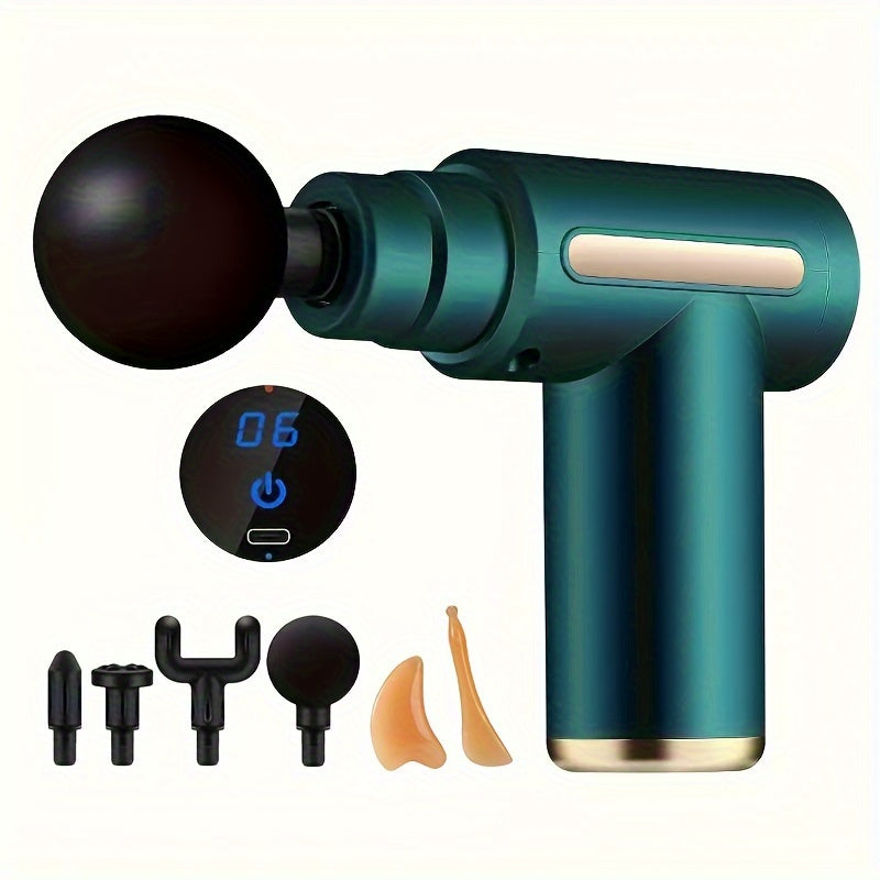 80W USB Massage Gun with 6 Intensity Levels Rechargeable Lithium Battery Full-Body Ergonomic Design