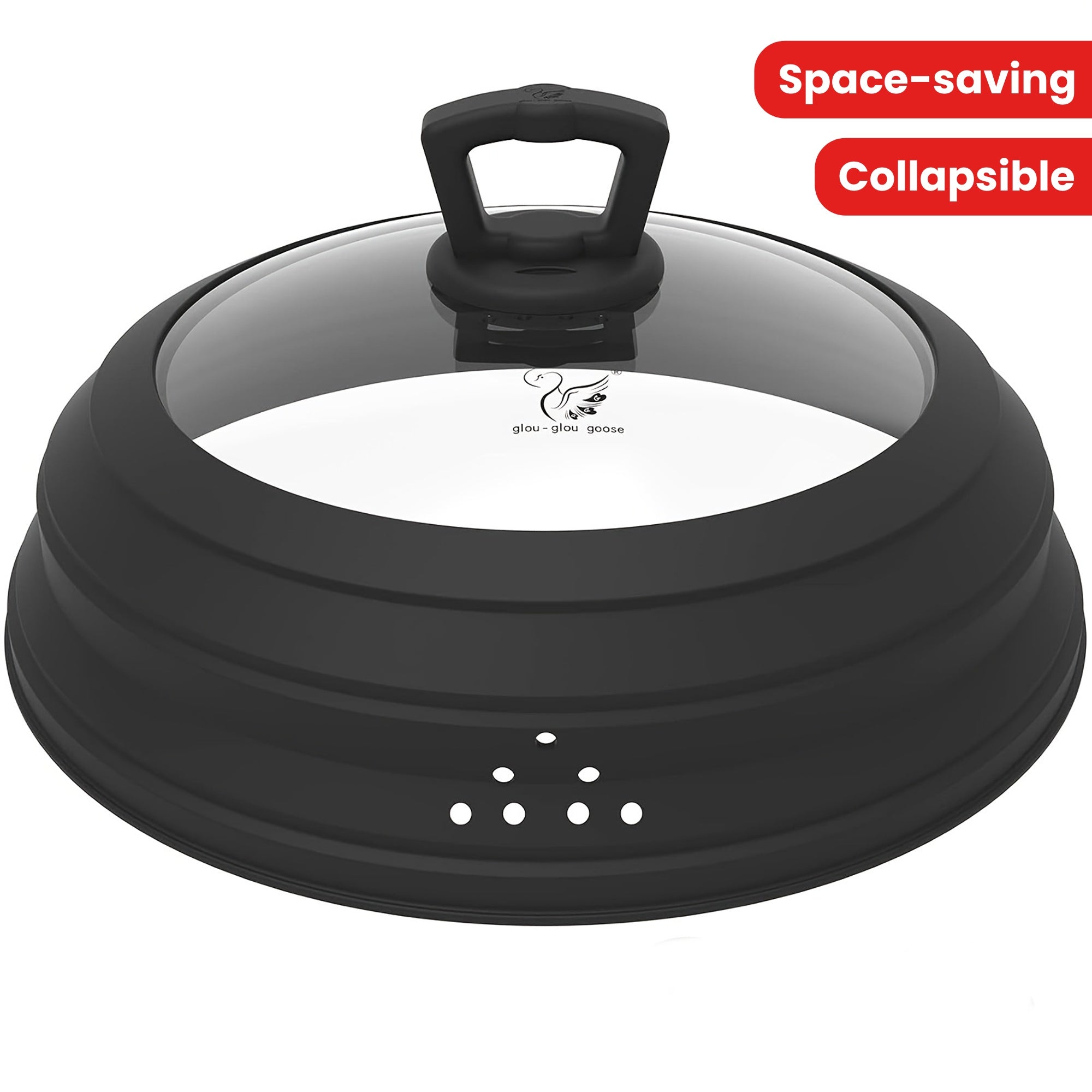 Space-Saving Kitchen Collapsible Plate and Bowl Steamer with Ventilated Glass Lid
