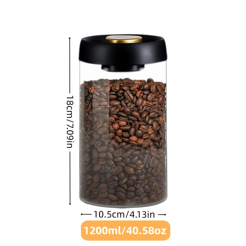 Airtight Glass Storage Jar High Borosilicate Kitchen Organizer Black Lid