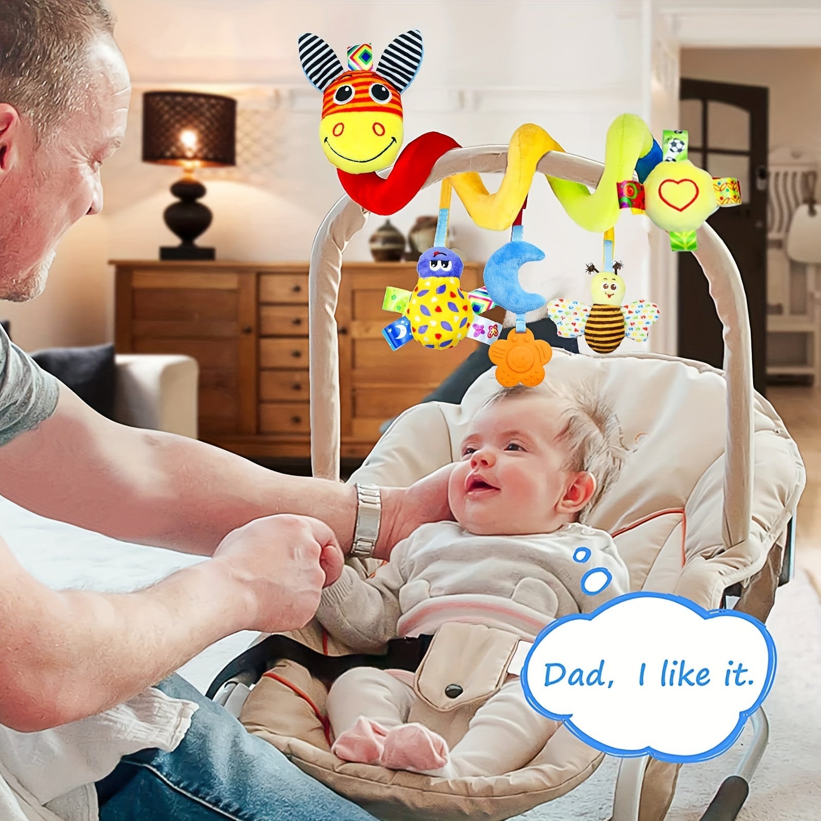 Baby Donkey Spiral Activity Toy for Car Seat Stroller Crib with Teether Rattle