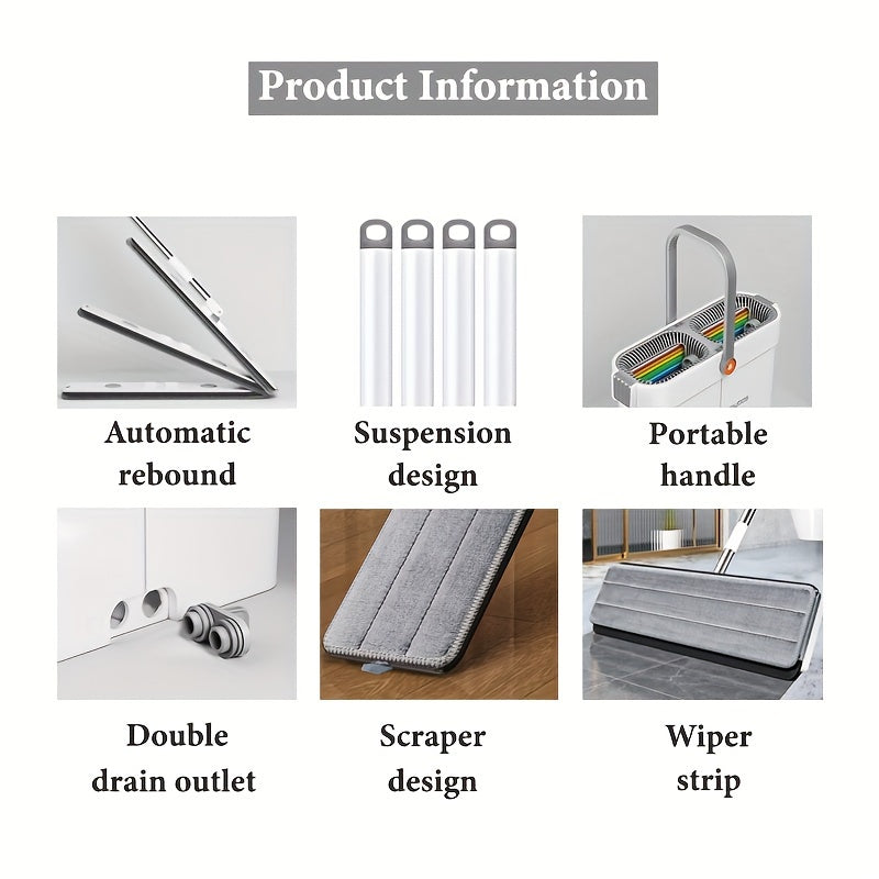 Asosiy tozalash vositalari: Katta tekis mopu va siqishli chelak to'plami, barcha qavatlar va derazalar uchun nam va quruq tozalash uchun 6 ta qayta ishlatiladigan mikroto'qimalar. Barcha yuzalar uchun ideal.