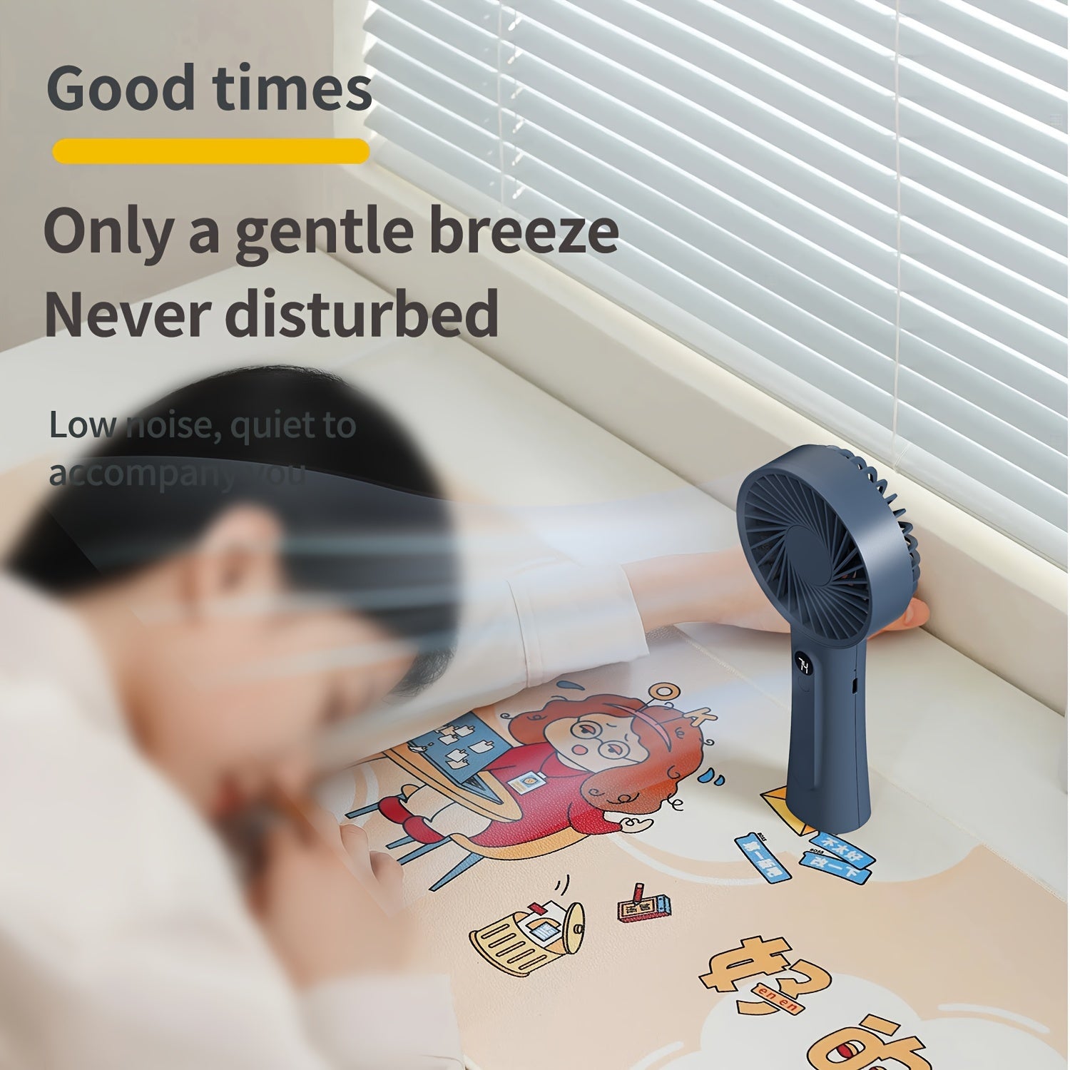 USB Rechargeable Mini Fan with Digital Display, Portable Desk and Outdoor Use