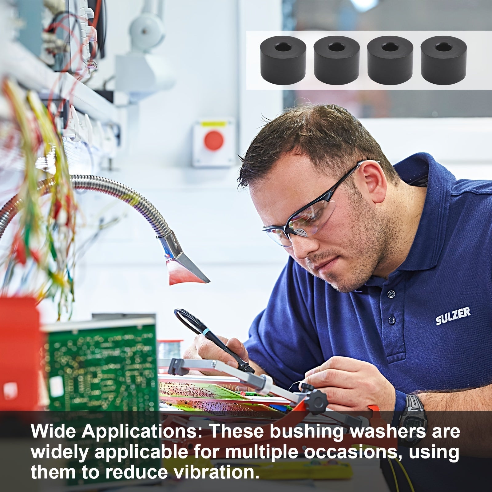 Set of 10 Black Neoprene Rubber Washers 3/4 Inch Thick Spacers for Home and Office